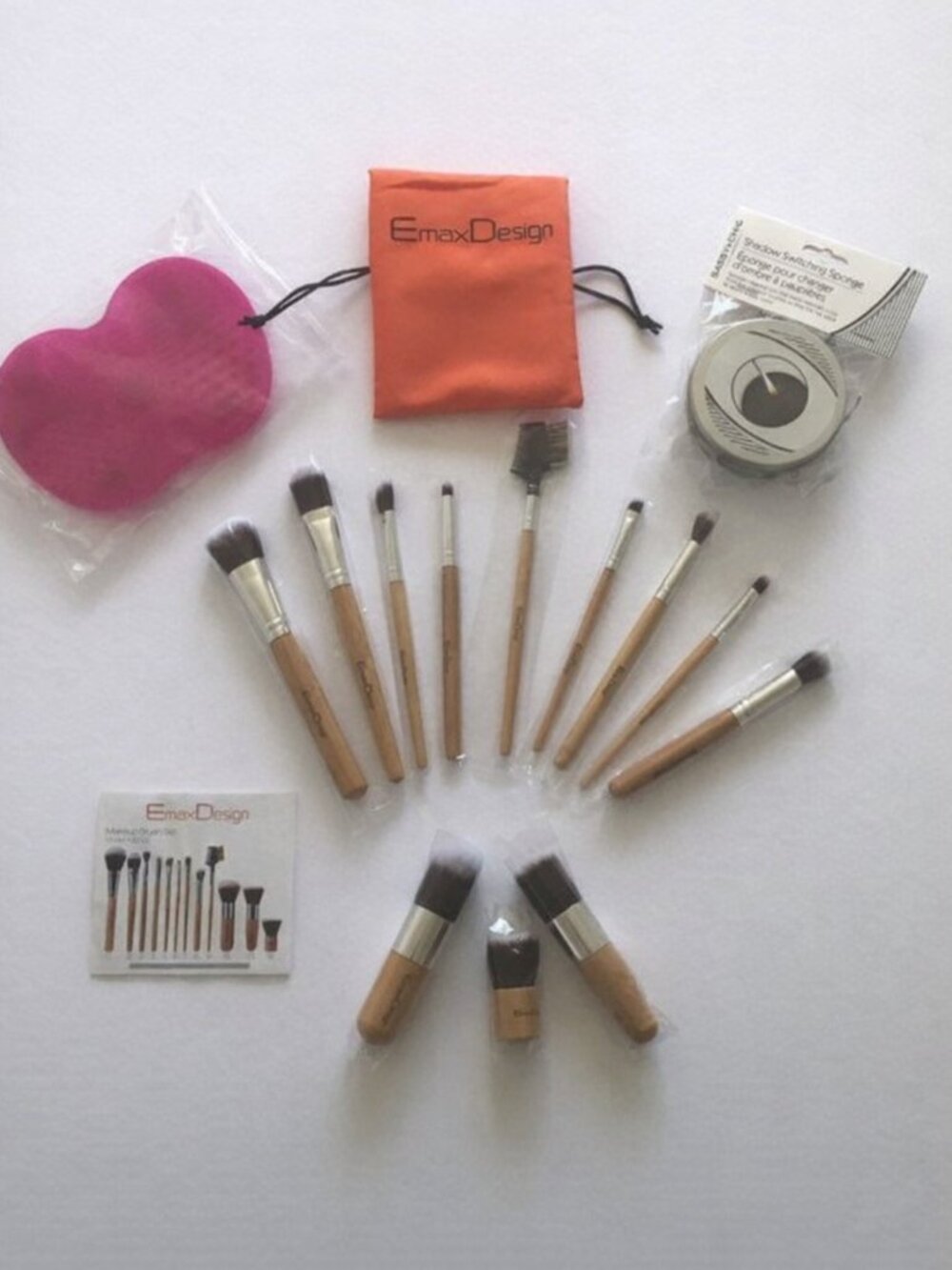 Bundle Makeup Brush Set 12 piece & Shadow Switch Tin Pad & Silicone Cleaning Mat